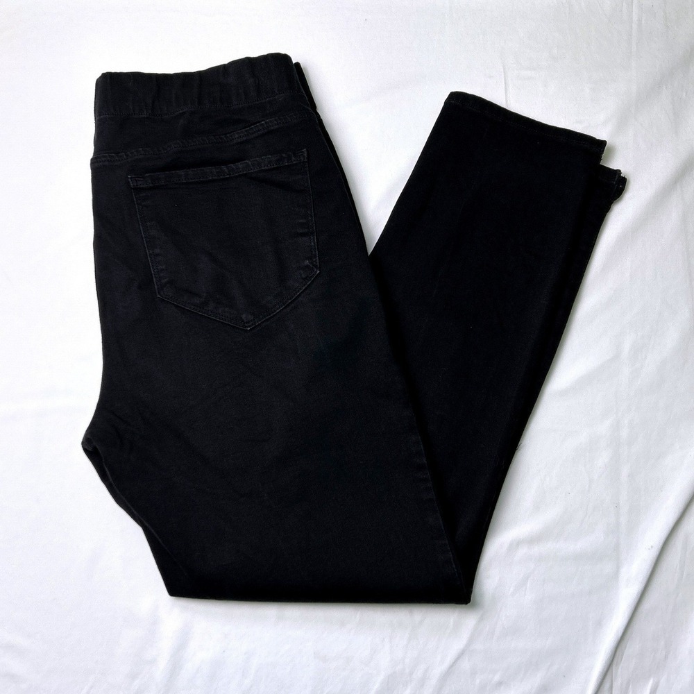 NYDJ Womens Alina Pull On Ankle Lift Tuck Skinny Pants Size 14 Black Minimalist